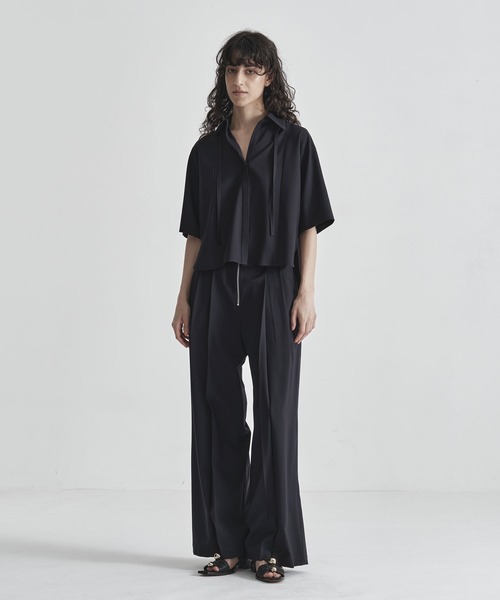 THE TOKYO(ザトウキョウ)の「【THE TOKYO/ザトウキョウ】Front Zip Tuck Pants/SUPER100 サマーウール/フロントジップタックパンツ/ワイドストレートパンツ(その他パンツ・レディース・グレー/ネイビー・1/2)」の18枚目の写真