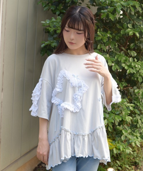 axes femme(アクシーズファム)の「星×コットンレースシャツ(Tシャツ/カットソー・レディース・ホワイト/グレー/ブラック・FREE)」の16枚目の写真
