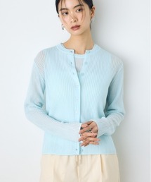 【身長/骨格別着用画像あり】シアーリブ長袖ニットカーディガン 春服 夏服 秋服 シアートップス シアーカーディガン 羽織