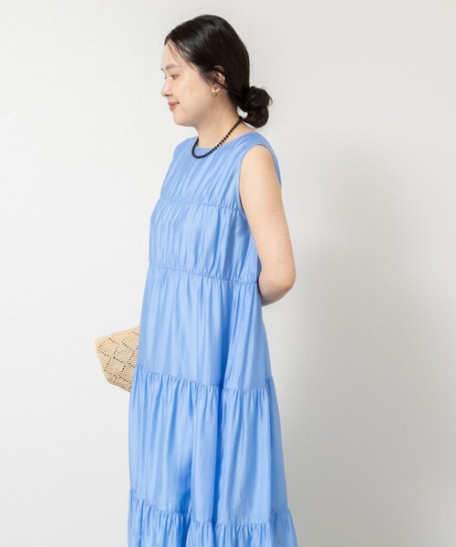 NOLLEY’S Sophi(ノーリーズソフィ)の「【一部WEB限定カラー】ウォッシャブルシアーローンティアード2WAYワンピース(ワンピース・レディース・ブラック/ライトブルー/ダークブラウン・38)」の8枚目の写真