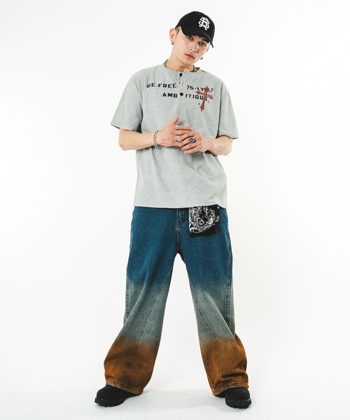 SHORT ROUND(ショートラウンド)の「SHORT ROUND/【26年春夏新作】ワッフルクロスロゴヘンリーネックT(Tシャツ/カットソー・メンズ・ブラック/杢グレー・FREE)」の10枚目の写真