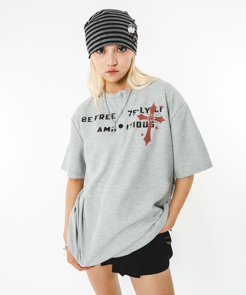 SHORT ROUND(ショートラウンド)の「SHORT ROUND/【26年春夏新作】ワッフルクロスロゴヘンリーネックT(Tシャツ/カットソー・メンズ・ブラック/杢グレー・FREE)」の11枚目の写真