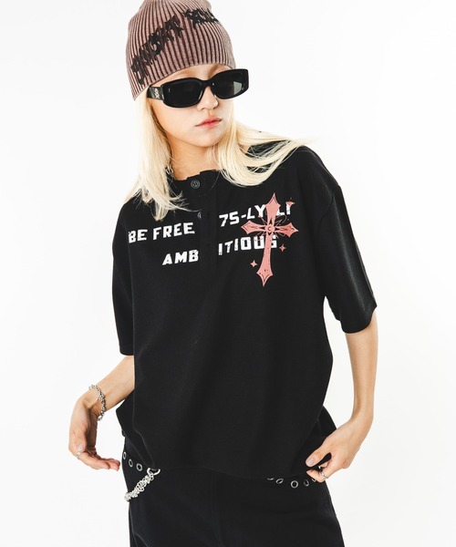 SHORT ROUND(ショートラウンド)の「SHORT ROUND/【26年春夏新作】ワッフルクロスロゴヘンリーネックT(Tシャツ/カットソー・メンズ・ブラック/杢グレー・FREE)」の22枚目の写真