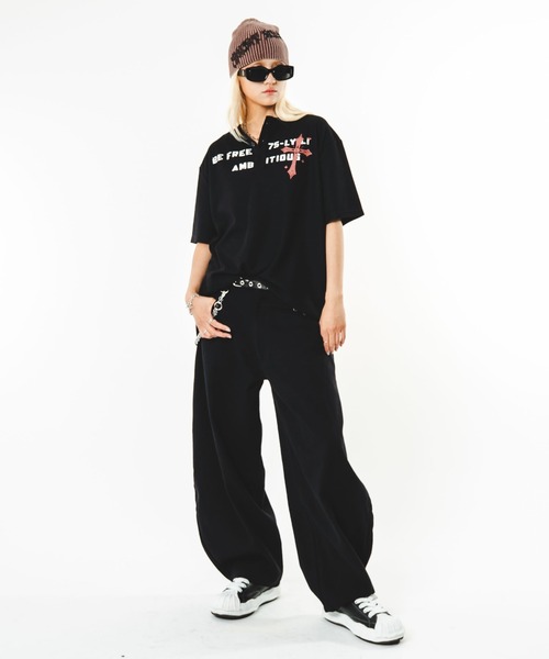 SHORT ROUND(ショートラウンド)の「SHORT ROUND/【26年春夏新作】ワッフルクロスロゴヘンリーネックT(Tシャツ/カットソー・メンズ・ブラック/杢グレー・FREE)」の16枚目の写真
