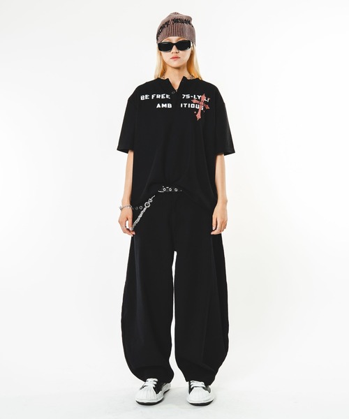 SHORT ROUND(ショートラウンド)の「SHORT ROUND/【26年春夏新作】ワッフルクロスロゴヘンリーネックT(Tシャツ/カットソー・メンズ・ブラック/杢グレー・FREE)」の8枚目の写真
