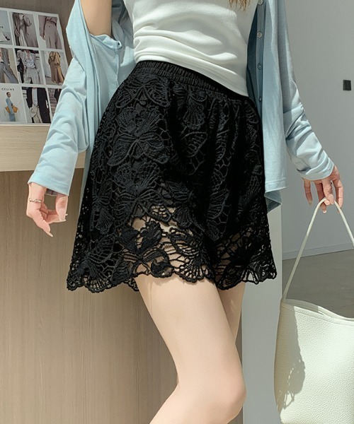 Aelina(エリナ)の「ジャカードパンチングレースショートパンツ(その他パンツ・レディース・ホワイト/ブラック/ベージュ・FREE)」の13枚目の写真