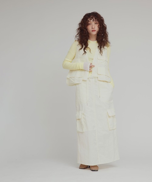 W:Huku（フーク）の「【W:Huku / 撥水 ワッシャーナイロン】フィッシャー ベスト / Washer Nylon Fisher Vest（ベスト・レディース・アイボリー/ブルーグレー/ブラック系その他・FREE）」の8枚目の写真