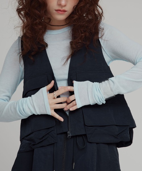 W:Huku（フーク）の「【W:Huku / 撥水 ワッシャーナイロン】フィッシャー ベスト / Washer Nylon Fisher Vest（ベスト・レディース・アイボリー/ブルーグレー/ブラック系その他・FREE）」の10枚目の写真