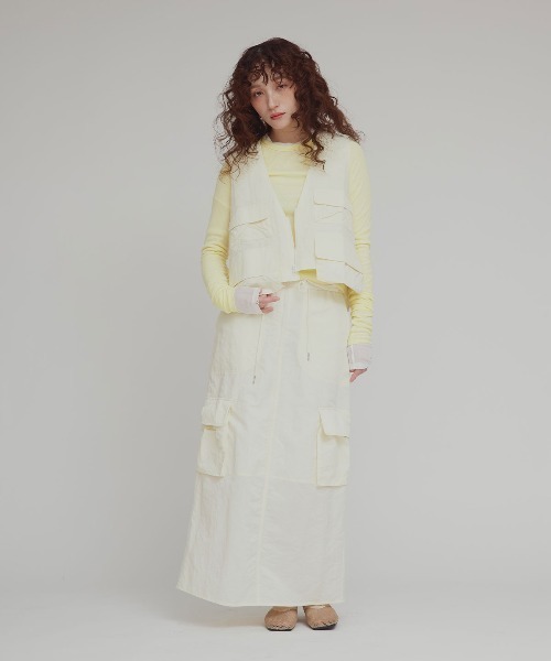 W:Huku（フーク）の「【W:Huku / 撥水 ワッシャーナイロン】フィッシャー ベスト / Washer Nylon Fisher Vest（ベスト・レディース・アイボリー/ブルーグレー/ブラック系その他・FREE）」の14枚目の写真