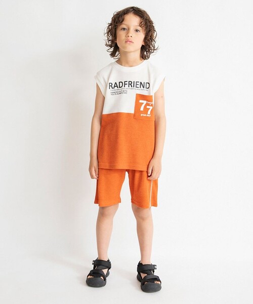 BRANSHES（ブランシェス）の「【プチプラ】配色ワッフルタンクトップ（タンクトップ・キッズ・オレンジ/グリーン/ロイヤルブルー・150/100/140/120/110/130/90）」の11枚目の写真