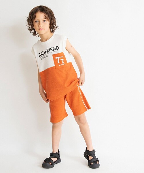 BRANSHES（ブランシェス）の「【プチプラ】配色ワッフルタンクトップ（タンクトップ・キッズ・オレンジ/グリーン/ロイヤルブルー・150/100/140/120/110/130/90）」の12枚目の写真