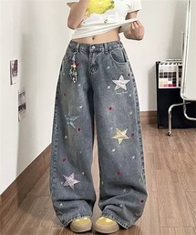セール】星刺繍ワイドデニムパンツ（デニムパンツ）｜DIAVEL