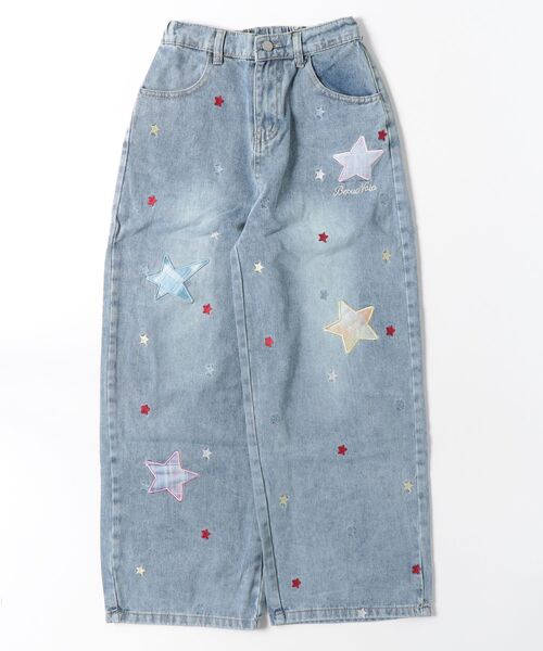 FREE STYLISTS(フリー スタイリスト)の「星刺繍ワイドシルエットデニムパンツ(デニムパンツ・レディース・ライトブルー・L/XL/M/S)」の8枚目の写真