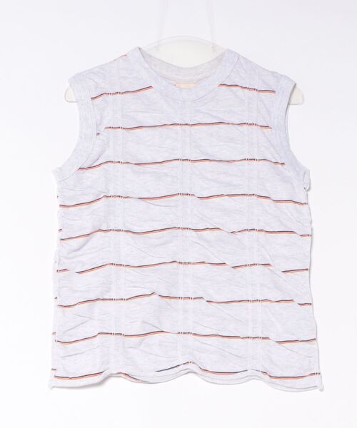 Bshop（ビショップ）の「MEYAME | TUCKED JACQUARD BORDER SLEEVELESS（Tシャツ/カットソー・レディース・ブラック系その他/グレー系その他・F）」の2枚目の写真