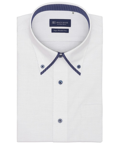 TOKYO SHIRTS(トウキョウシャツ)の「【超形態安定】【吸水速乾】 形態安定ノンアイロン ボタンダウン 半袖ビジネスワイシャツ(ビジネスシャツ・メンズ・ブルー・首回り41cm/首回り42cm/首回り43cm/首回り37cm/首回り39cm)」の1枚目の写真