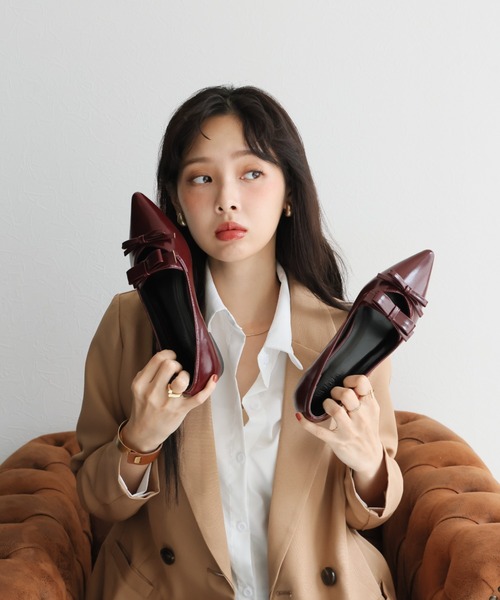 VIVIAN(ヴィヴィアン)の「ダブルリボンフラットパンプス(パンプス・レディース・ブラック/クリアブラック/バーガンディー・S/M/L/LL)」の16枚目の写真