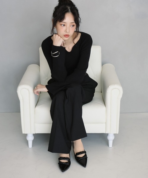 VIVIAN(ヴィヴィアン)の「ダブルリボンフラットパンプス(パンプス・レディース・ブラック/クリアブラック/バーガンディー・S/M/L/LL)」の7枚目の写真