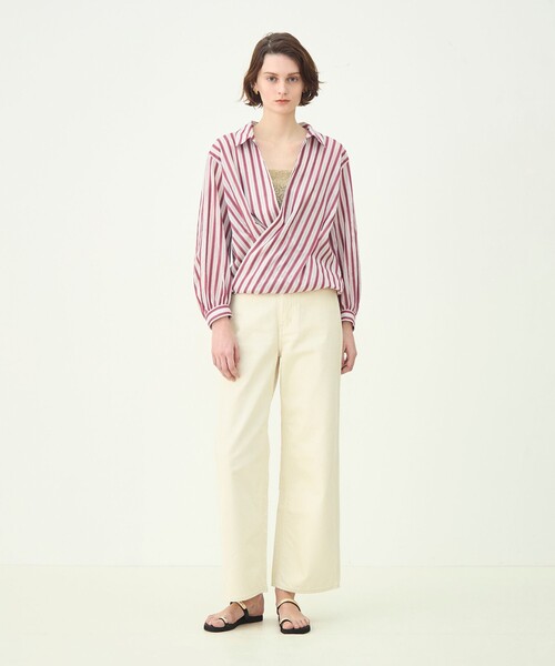 MACPHEE(マカフィー)の「プラムシアーストライプ カシュクールシャツ(シャツ/ブラウス・レディース・ピンク系その他2/ブルー系その他・36)」の3枚目の写真