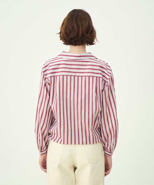 MACPHEE(マカフィー)の「プラムシアーストライプ カシュクールシャツ(シャツ/ブラウス・レディース・ピンク系その他2/ブルー系その他・36)」の6枚目の写真