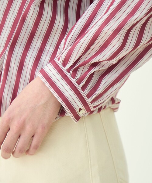 MACPHEE(マカフィー)の「プラムシアーストライプ カシュクールシャツ(シャツ/ブラウス・レディース・ピンク系その他2/ブルー系その他・36)」の9枚目の写真