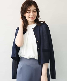 ゴールド釦シアーニットカーディガン/洗える/WEB限定サイズあり