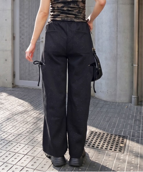 FUN(ファン)の「ラメサイドリボンパンツ(スウェットパンツ・レディース・グレー/ピンク/ブラック・M/S)」の5枚目の写真
