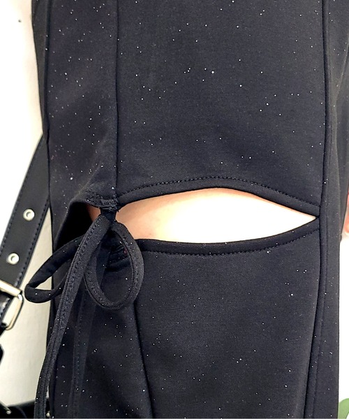 FUN(ファン)の「ラメサイドリボンパンツ(スウェットパンツ・レディース・グレー/ピンク/ブラック・M/S)」の4枚目の写真