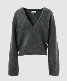GANNI | Melange Mohair Deep V-neck(ニット/セーター)