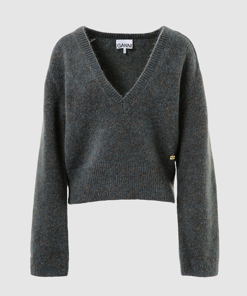 GANNI(ガニー)の「Melange Mohair Deep V-neck(ニット/セーター・レディース・その他2/その他1・M)」の1枚目の写真