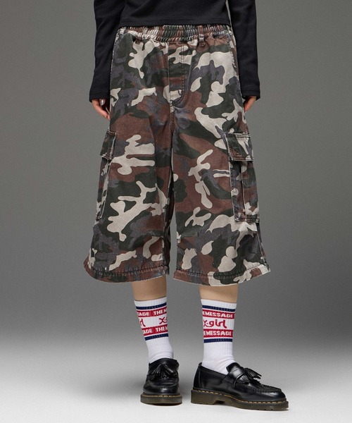 X-girl(エックスガール)の「JERSEY MIX 2WAY WIDE LEG CARGO PANTS(カーゴパンツ・レディース・レオパード/カモフラージュ・S/M)」の4枚目の写真