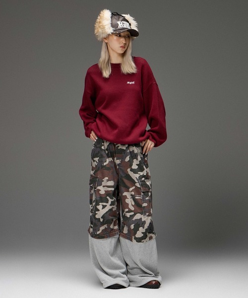 X-girl(エックスガール)の「JERSEY MIX 2WAY WIDE LEG CARGO PANTS(カーゴパンツ・レディース・レオパード/カモフラージュ・S/M)」の9枚目の写真