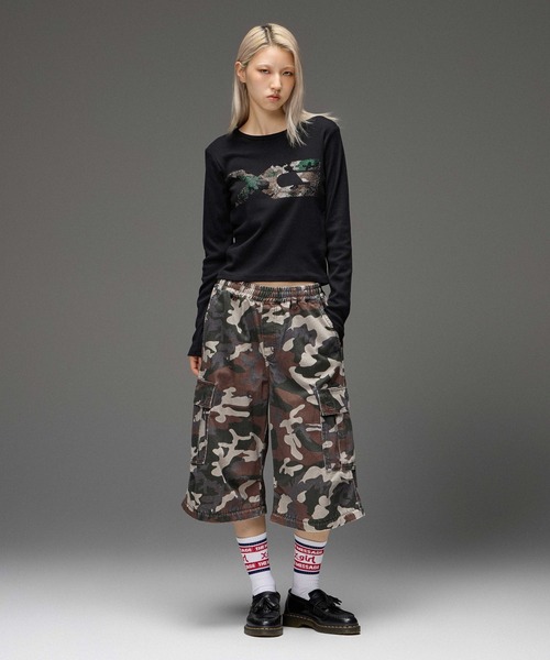 X-girl(エックスガール)の「JERSEY MIX 2WAY WIDE LEG CARGO PANTS(カーゴパンツ・レディース・レオパード/カモフラージュ・S/M)」の11枚目の写真