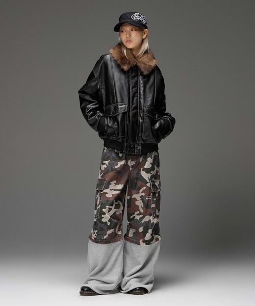 X-girl(エックスガール)の「JERSEY MIX 2WAY WIDE LEG CARGO PANTS(カーゴパンツ・レディース・レオパード/カモフラージュ・S/M)」の15枚目の写真