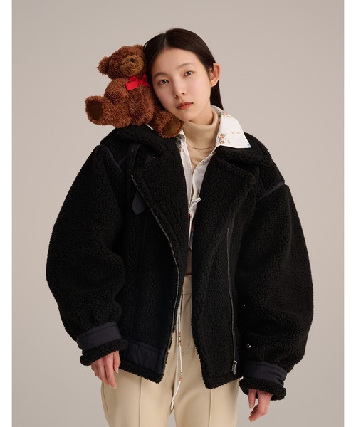 AVIREX(アヴィレックス)の「【RE】【little sunny bite】AVIREX x little sunny bite Boa jacket(ライダースジャケット・レディース・ブラック・MEDIUM)」の1枚目の写真