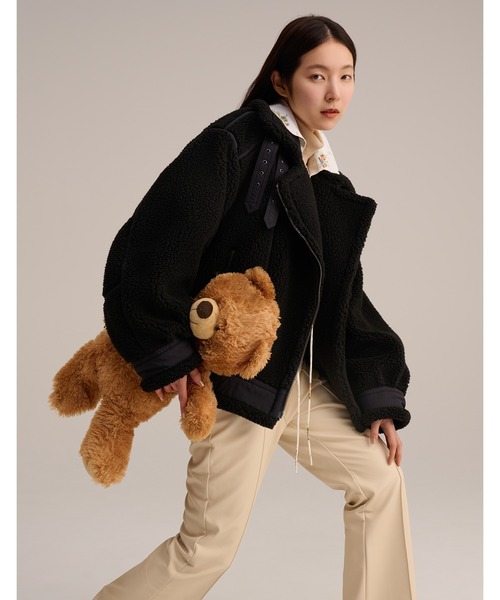 AVIREX(アヴィレックス)の「【RE】【little sunny bite】AVIREX x little sunny bite Boa jacket(ライダースジャケット・レディース・ブラック・MEDIUM)」の3枚目の写真