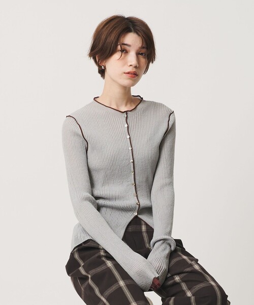 BEAUTY&YOUTH UNITED ARROWS(ビューティーアンドユースユナイテッドアローズ)の「リブ トリミング カーディガン ウォッシャブル(カーディガン/ボレロ・レディース・ライトグレー/グレー/ナチュラル・FREE)」の5枚目の写真