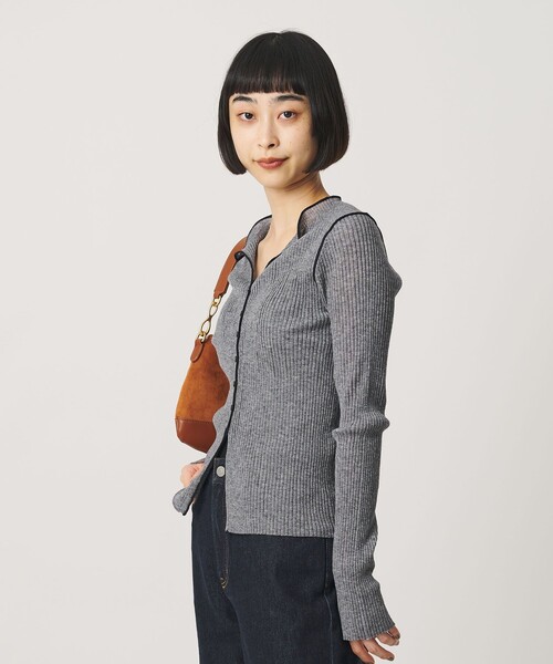 BEAUTY&YOUTH UNITED ARROWS(ビューティーアンドユースユナイテッドアローズ)の「リブ トリミング カーディガン ウォッシャブル(カーディガン/ボレロ・レディース・ライトグレー/グレー/ナチュラル・FREE)」の8枚目の写真