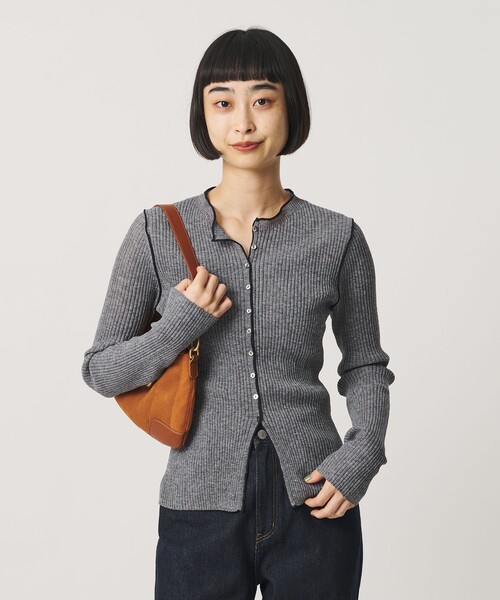 BEAUTY&YOUTH UNITED ARROWS(ビューティーアンドユースユナイテッドアローズ)の「リブ トリミング カーディガン ウォッシャブル(カーディガン/ボレロ・レディース・ライトグレー/グレー/ナチュラル・FREE)」の9枚目の写真