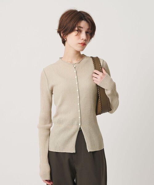 BEAUTY&YOUTH UNITED ARROWS(ビューティーアンドユースユナイテッドアローズ)の「リブ トリミング カーディガン ウォッシャブル(カーディガン/ボレロ・レディース・ライトグレー/グレー/ナチュラル・FREE)」の12枚目の写真