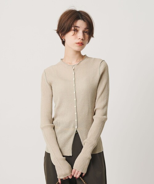 BEAUTY&YOUTH UNITED ARROWS(ビューティーアンドユースユナイテッドアローズ)の「リブ トリミング カーディガン ウォッシャブル(カーディガン/ボレロ・レディース・ライトグレー/グレー/ナチュラル・FREE)」の13枚目の写真