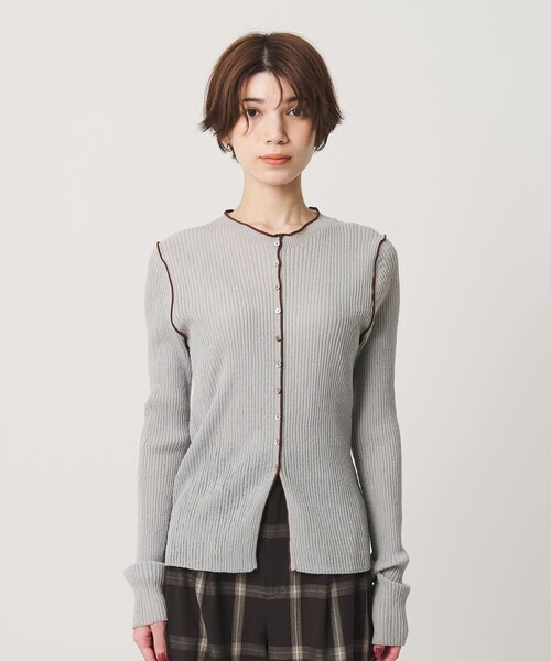 BEAUTY&YOUTH UNITED ARROWS(ビューティーアンドユースユナイテッドアローズ)の「リブ トリミング カーディガン ウォッシャブル(カーディガン/ボレロ・レディース・ライトグレー/グレー/ナチュラル・FREE)」の15枚目の写真