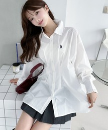 【Ada.別注 U.S. POLO ASSN.】 オーバーサイズ ウエストタック デザイン ミドル丈 シャツ