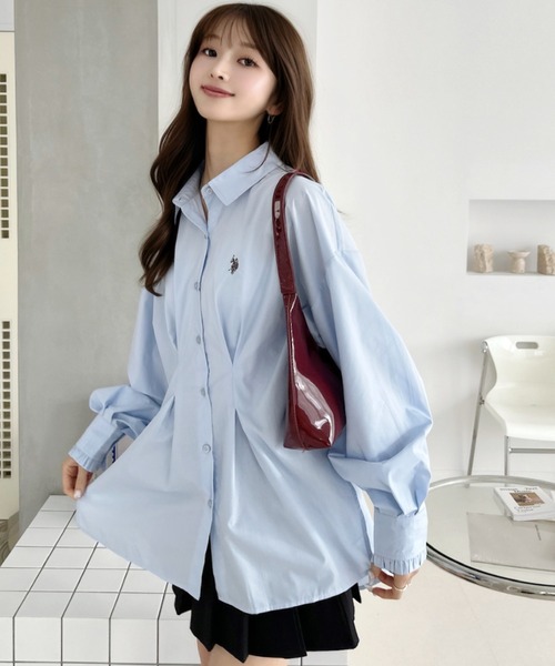 U.S. POLO ASSN.(ユーエスポロアッスン)の「【Ada.別注 U.S. POLO ASSN.】 オーバーサイズ ウエストタック デザイン ミドル丈 シャツ(シャツ/ブラウス・レディース・ブルー/チャコール/ホワイト・M/S)」の11枚目の写真