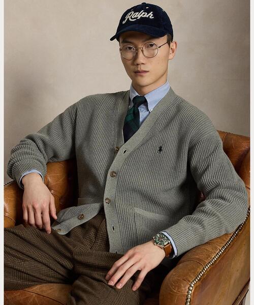 POLO RALPH LAUREN(ポロ ラルフ ローレン)の「リラックス フィット テクスチャード コットン カーディガン(カーディガン/ボレロ・メンズ・グレー系・M/S/L)」の1枚目の写真