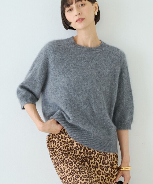 Rouge vif（ルージュヴィフ）の「カシミヤ混ウール半袖ニット（ニット/セーター・レディース・オフホワイト/レッド/グレー・フリー）」の3枚目の写真