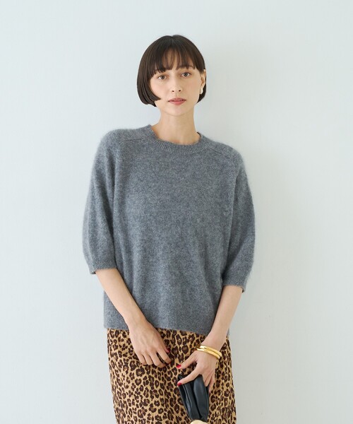 Rouge vif（ルージュヴィフ）の「カシミヤ混ウール半袖ニット（ニット/セーター・レディース・オフホワイト/レッド/グレー・フリー）」の4枚目の写真