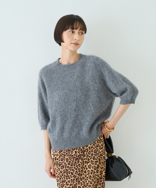 Rouge vif（ルージュヴィフ）の「カシミヤ混ウール半袖ニット（ニット/セーター・レディース・オフホワイト/レッド/グレー・フリー）」の5枚目の写真
