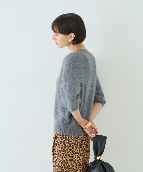 Rouge vif（ルージュヴィフ）の「カシミヤ混ウール半袖ニット（ニット/セーター・レディース・オフホワイト/レッド/グレー・フリー）」の6枚目の写真