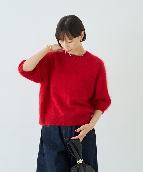 Rouge vif（ルージュヴィフ）の「カシミヤ混ウール半袖ニット（ニット/セーター・レディース・オフホワイト/レッド/グレー・フリー）」の11枚目の写真