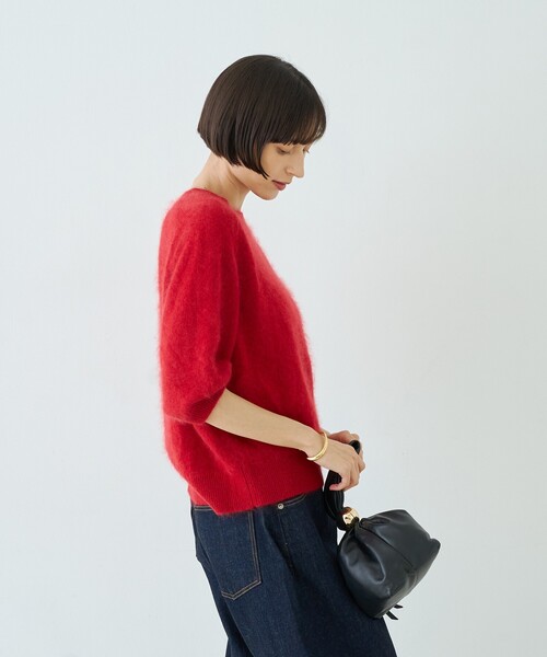 Rouge vif（ルージュヴィフ）の「カシミヤ混ウール半袖ニット（ニット/セーター・レディース・オフホワイト/レッド/グレー・フリー）」の12枚目の写真